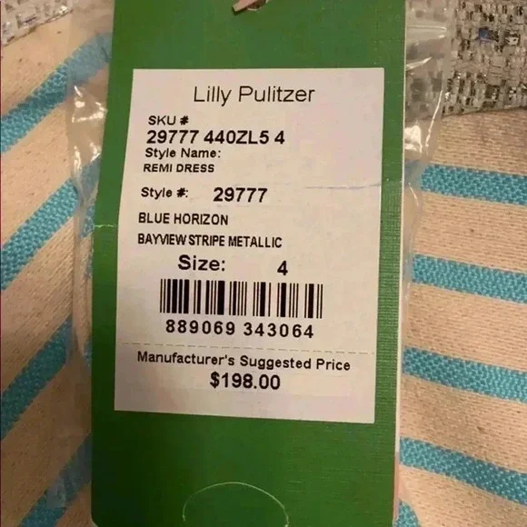 Bayview Stripe Metallic Blue Pulitzer dress Lilly Pulitzer 4 NWT - Picture 4 of 12